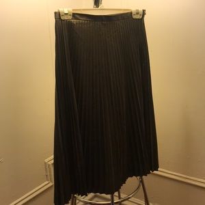 Hugo Boss, gun metal pleated midi skirt